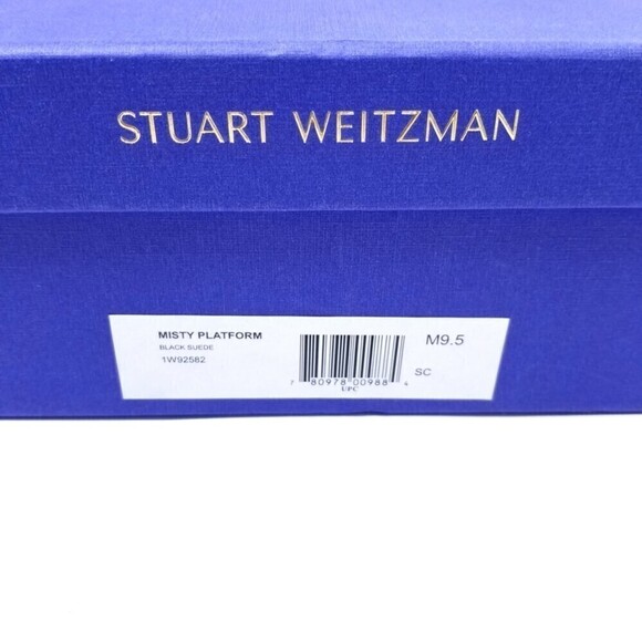 NWT Stuart Weitzman Misty 90s Platform Black Suede Strappy Chunky Block Heel 9.5 - Picture 13 of 13